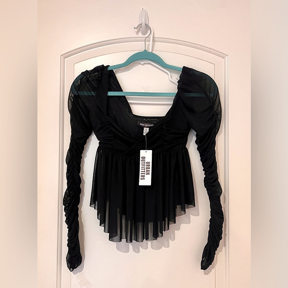 NWT UO Carried Away Blouse Black